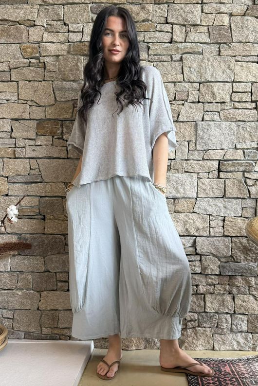 Jo Jo Quirky Hopsack Crop Pant Dove